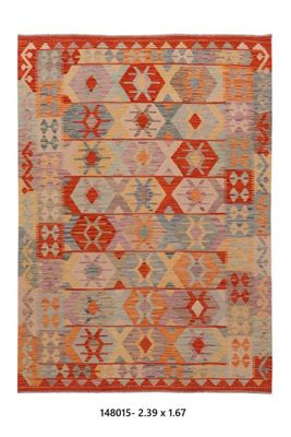 Kilim Afghan en laine Couleur rouge beige 239 x 167