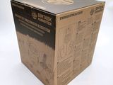 a cardboard box with a picture of a man on a motorcycle