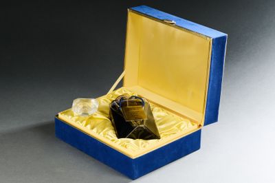 une boîte bleue contenant une paire de chaussures