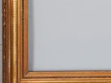 an antique gold frame with a white background and a gold border