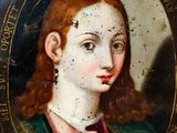 portrait of a woman in a green dress and red hair