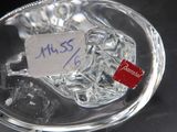 a clear glass bowl with a label on it