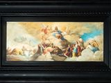 painting of a painting of a group of people on a cloud