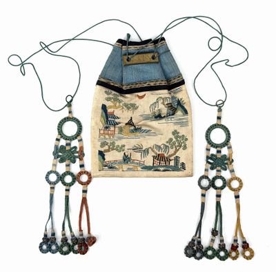 a bag with a bunch of beads hanging from it