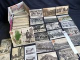 several old black and white photographs of people and horses