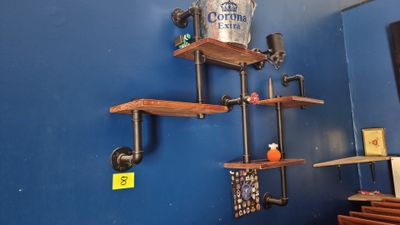 Etagère murale en métal en forme de tuyau type indus, à 4 ta…