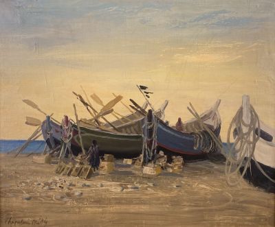 Roger CHAPELAIN-MIDY (1904-1992) Bateaux sur la plage de Naz…