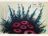 drawing of a bunch of pink donuts in a pile of blue grass