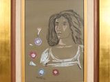 painting of a woman with flowers in her hair in a gold frame