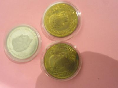 trois pièces de couleurs différentes dans des boîtes en plastique posées sur un support rose