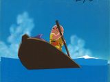 une image représentant un dessin humoristique d'un homme dans un bateau avec un poisson