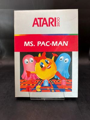 a close up of a box of atari ' s ms pac - man