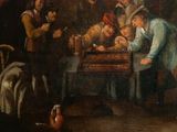 a painting of a group of men playing a game of checkers