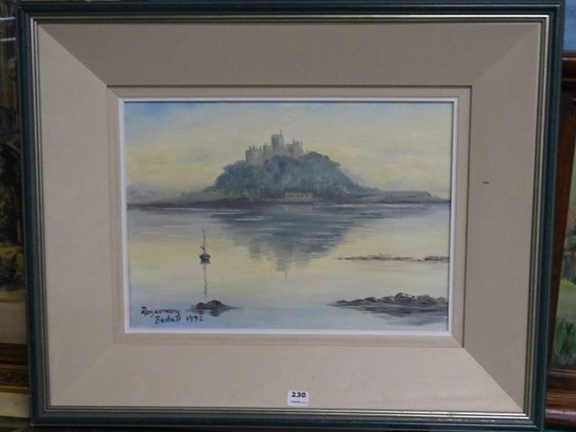 Rosemary Bedell (XX) “ Le Mont Saint Michel”. Huile sur toile. Si...