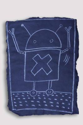a drawing of a robot on a piece of paper