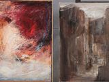 deux tableaux représentant une femme au chapeau rouge et un tableau représentant une femme au chapeau rouge