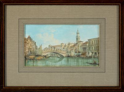 an image of a painting of a bridge over a river