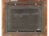 an old picture frame with a chalk board on it