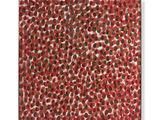 une peinture représentant des points rouges et marron sur fond blanc