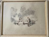 l'image d'un dessin représentant un homme et une femme assis sur un banc