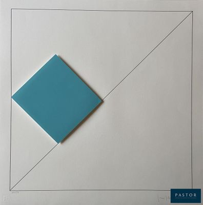 dessin représentant un carré avec un rectangle bleu sur fond blanc