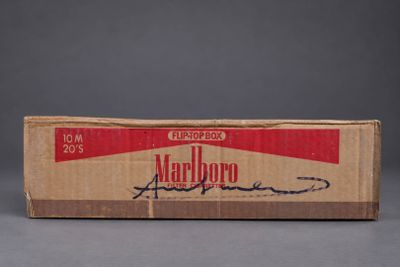 box of marlboro cigarettes on a grey background