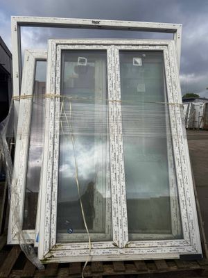 a large window that is sitting on a pallet