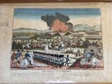 an image of a painting of a military scene with a fire in the background