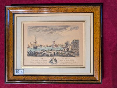 Lithographie encadrée "Le port de Brest" - Dim. - Photo 1