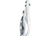 an image of a white and black steam mop sitting on top of a white surface