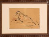 an image of a drawing of a woman laying down on a bed