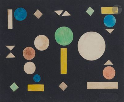 une image représentant une peinture composée de formes géométriques sur fond noir