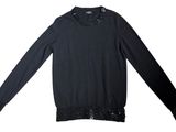 a black sweater with sequins and sequins on the shoulders