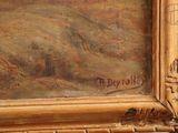a picture of a painting of a mountain scene in a frame