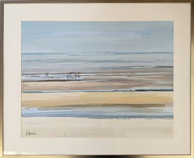 Bernard HÉRANVAL (XXe siècle) "Cabourg : Les cavaliers"