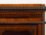 a wooden cabinet with a clock on top of it