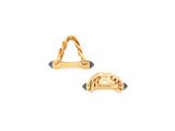 two pairs of gold earrings with black stones on a white background
