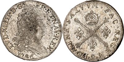 une pièce d'argent avec une couronne au recto et une couronne au verso