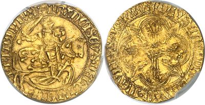 une pièce d'or portant l'image d'un homme et d'une femme