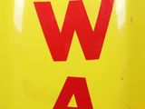 a close up of a yellow balloon with the word war written on it