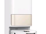 an image of a white and gold vacuum cleaner
