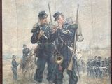 an oil painting of two men in uniform holding rifles