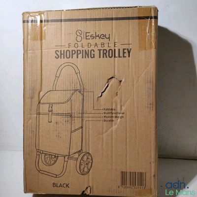 une boîte en carton sur laquelle est dessiné un caddie