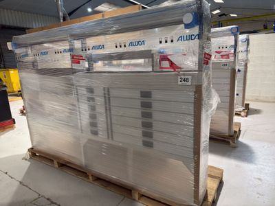 a pallet with a lot of boxes on it in a warehouse