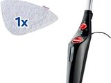 a close up of a steam mop and a cleaning cloth on a white background