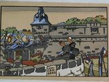 a picture of a cartoon picture of a man on a horse