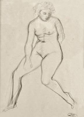un dessin représentant une femme nue dans une pose