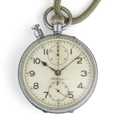 a close up of a silver pocket watch on a white background