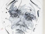 a picture of a painting of a man ' s face on the wall
