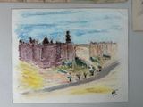 a picture of a painting of a castle on the wall